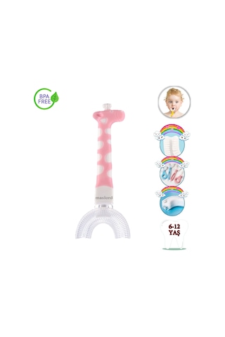 Mas Lord U Tipi Yeni Nesil Diş Fırçası - Pembe - Zürafa Model  6-12 Yaş