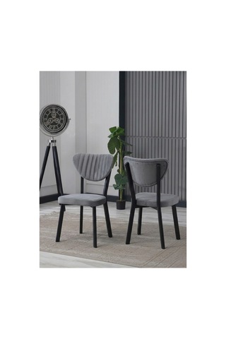 Nova Traverten Masa Takımı 6 Adet Sandalye/90x170 Cm Yemek Masası Gri Gri