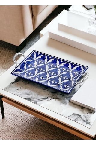 The Mia Corallo Servis Tepsisi Mavi 47 x 27 CM