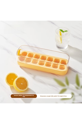 Dianziye Gıda Grubu Silikon Buzluk, Basma Mekanizması İle Kolay Buz Çıkarımı, 14 Bölmeli Kapaklı Ev Kullanıma Uygun Sarı Buz Dolu Diğer