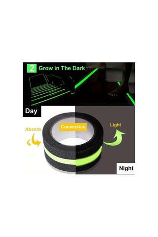 Fosforlu Kaydırmaz Merdiven Bandı 50mm X 5mt Yeşil Fotolümenli Gece Parlayan Kaymaz Bant