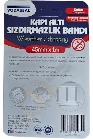Vodaseal Kapı Altı Sızdırmazlık Bandı 45 Mm. - 1 Mt. - Şeffaf 1 M