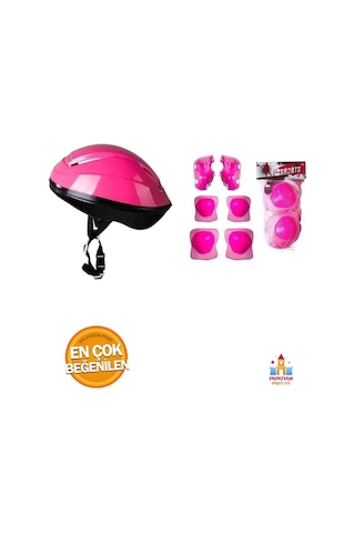 Pembe Unisex Koruyucu Kask Dizlik Dirseklik Seti Pembe