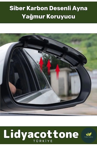 Araba Ayna Yağmur Koruyucu Siper Karbon Desenli Tüm Araçlara Uyumlu