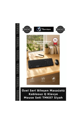 Özel Seri Bileşen Masaüstü Kablosuz Q Klavye Mouse Seti Tmk07 Siyah