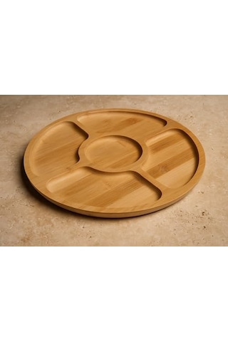 Bambu 5 Bölmeli Kahvaltı Ve Çerez Sunum Tabağı, 28 Cm Kahvaltı Ve Çerez Tabağı 5 Bölmeli Doğal Bambu, Bambu Sunum Tabağı,velor Home. Açık Gri