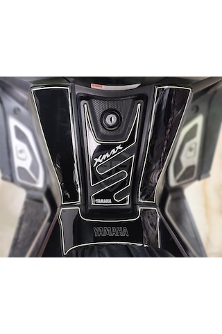 Yamaha Xmax 2014-2017 Tank-Yan-Kaş Pad Set Siyah Beyaz