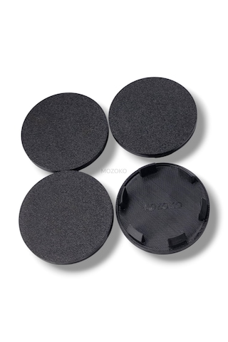4'lü Set 58 Mm Dış Çap 55 Mm İç Çap Siyah Logosuz Jant Göbeği Kapağı