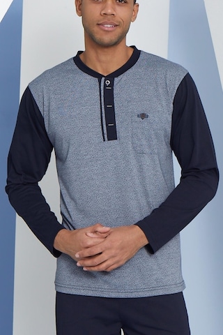 Kly Erkek Uzun Kol Midi Yaka Lacivert Pijama Takımı C9t2n5o7 001