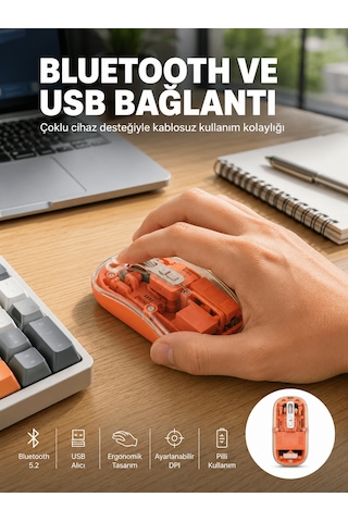 Shnstore Kablosuz Bluetooth Mouse Şık Ve Sessiz Ofis Tasarımı Yeni Nesil Shntknd0720