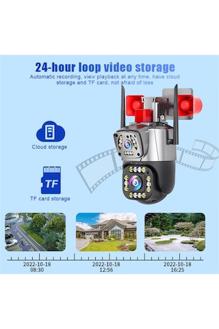 Yoosee Ys-17 Siren Çift Kameralı Ptz Speed Dome 5mp Siren Alarmlı
