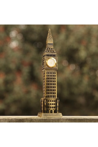 Vintage Metal İngiltere London Big Ben Saat Kulesi Antik Bronz 23 Cm