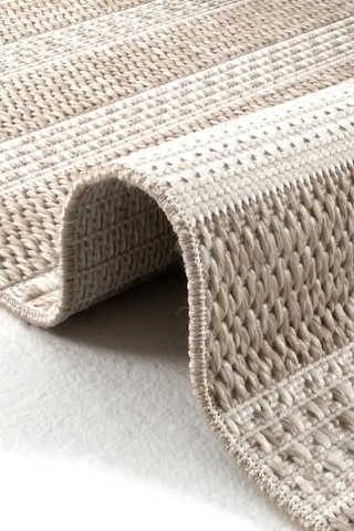 Hoom Rugs Lora 3201 Bej Çizgili Pamuk Taban Hav Toz Vermez Sisal Halı