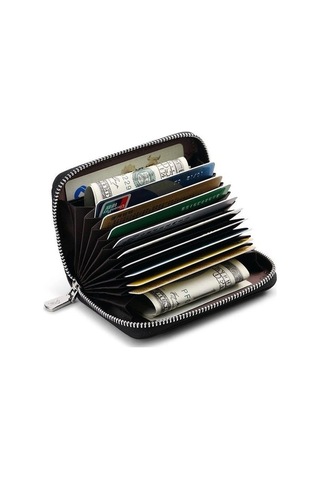 Zyzqstore Septwolves Black Leather Metal Clasp 10-card Holder Wallet Siyah