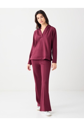 Jimmy Key Jimmy Key Bordo Yüksek Bel Bol Paça Modal Jogger Pantolon 5ww114328562