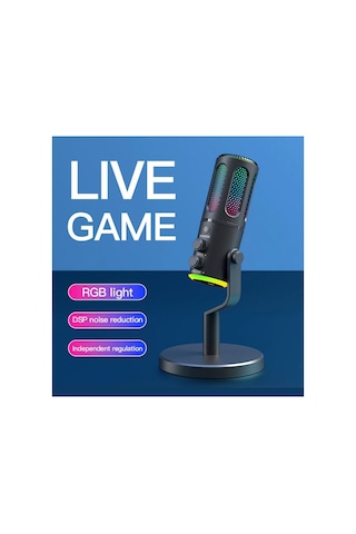 Rgb Led Işıklı Yayıncı Mikrofonu Usb Girişli Stüdyo 48khz/16bit Vokal Kondenser Kardioid Mikrophone