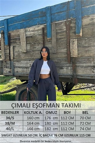 Neşeli Butik Kadın Kışlık Alt Üst Eşofman Takımı Nb0022 - Antrasit Antrasit