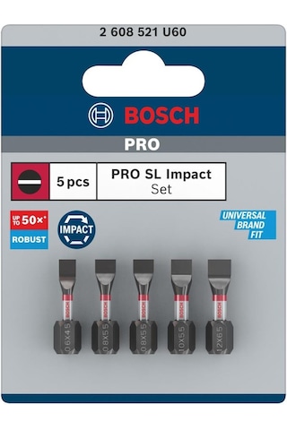 Bosch Pro Impact 5 Parça Düz Vidalama Uç Seti 2608521u60