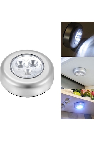 Aklow Kablosuz Spot Pilli Dokunmatik Led Lamba 3 Ledli Dolap Lambası Çoklu Renk