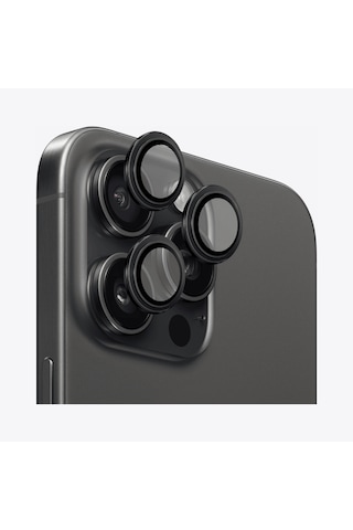Safeus Safir Temperli Kamera Lens Koruyucu Apple Uyumlu iPhone 15 Pro Max Ve İle Siyah Titanyum