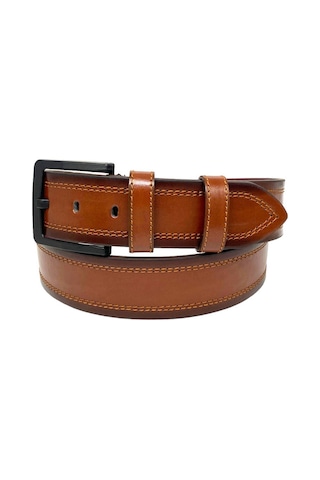 Süzer Deri Taba Suni Deri Dikişli Desensiz Düz Model 4.5 Cm.lik Spor Kot Kemer - 4523-111-22ks Taba