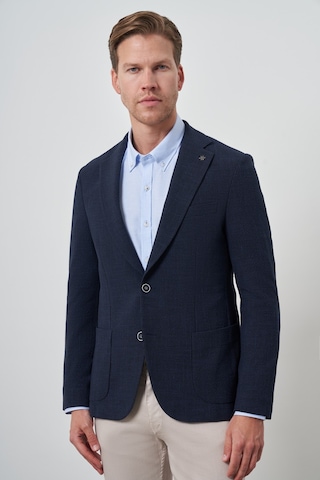 Morven Erkek Lacivert Dokuma Slim Fit Mono Yaka Ceket 25ms002016200 Lacivert