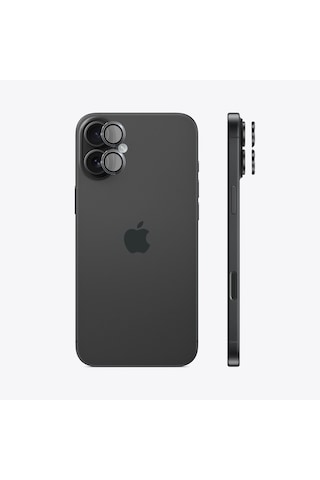 Safeus Safir Temperli Kamera Lens Koruyucu Apple Uyumlu iPhone 16 Plus Ve İle Siyah