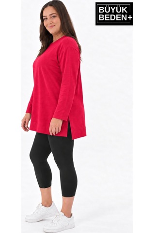 Süperlife Kadın Tunik Büyük Beden İnce Sweatshırt Spr26btk990 Red