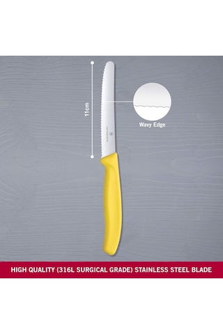 Victorinox Vt 6.7836.l118 Swiss Classic Sarı Tırtıklı Domates Sosis Bıçağı 11 Cm Genel