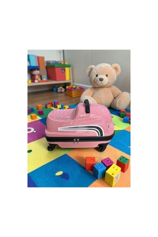 Aresshop Araba Valiz Çocuk Çanta Cocuk Araba Valız Pembe