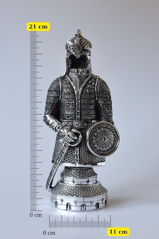 Fetih Zırh Ayetel Kürsi Biblo 11x21 Cm Küçük Boy Gümüş Renk Metal Dekoratif Aksesuar