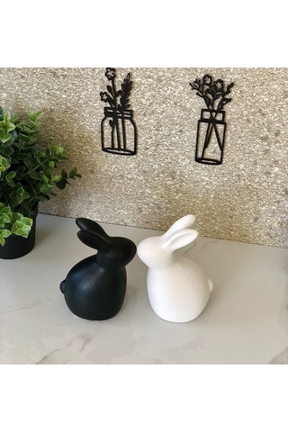 Thiramis Homeconcept Dekoratif Siyah & Beyaz Tavşan 2li Set
