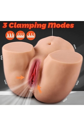 Erotixshop İleri Geri Hareketli Emişli Anal Vajina Girişli 2in1 Suni Kalça Titreşimli Vajina Mastürbatör 5 KG