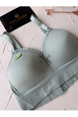 Celine C Cup Bambu Hisli Ultra Rahat Polamid Kumaştan Dokulu Dant Çağla Yeşili