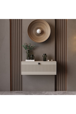 Melura Home 50 Cm Melura Dresuar %100 Mdf Kapaklı Duvara Monte Kumtaşı