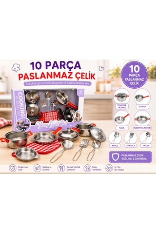 10 Parça Paslanmaz Çelik Metal Tencere Tava Seti