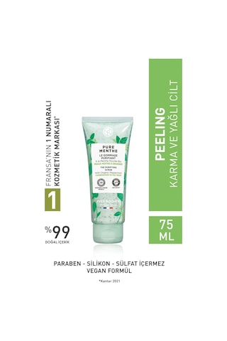 Yves Rocher Pure Menthe Karma ve Yağlı Ciltler İçin Prebiyotik Yüz Peeling 75 ML