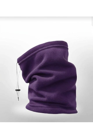 Qulothes Extrakalın Termal Polar Soğuk Geçirmez Bere & Boyunluk Unisex Pamuklu Kışlık Ayarlanabilir İpli Bere Lila