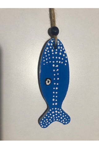 El Boyaması Ahşap Balık Figürlü Bahçe Süsü