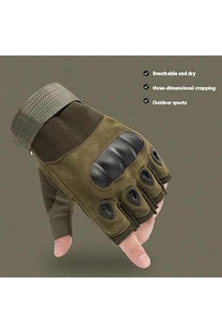 Reedark taktik Eldivenler - Motor, Bisiklet, Avcılık Ve Outdoor İçin Parmaksız Siyah