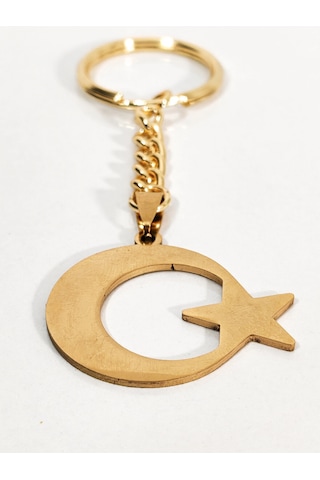Ay Yıldız Figürlü Anahtarlık Gold Renk Milli Ve Anlamlı Şık Çanta & Anahtar Aksesuarı Çok Renkli