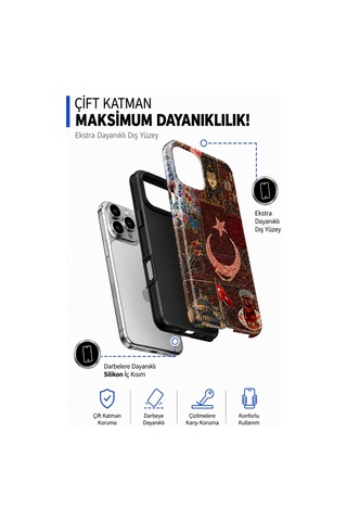 Apple iPhone Uyumlu, 16 Pro Anadolu Ruhu Çift Katmanlı Essential Tough Telefon Kılıfı