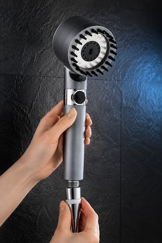 Ymv Premium Spa Siyah 3 Lü Filtreli Masajlı Duş Seti Fonksiyonlu Başlık Pvc Hortum Ve Askı