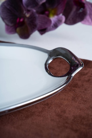 Acar Arven Oval Silver Sunum Tepsisi - 45 Cm Beyaz