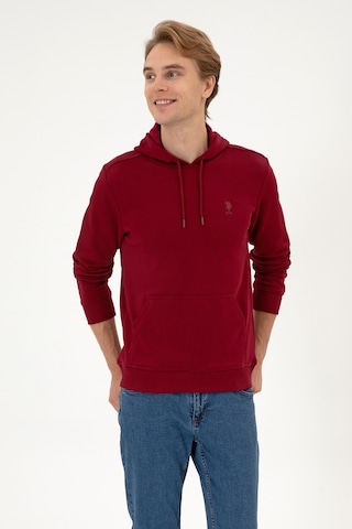 U.S. Polo Assn. Erkek Regular Fit Kapüşonlu Bordo Basic Sweatshirt 50313720-VR014