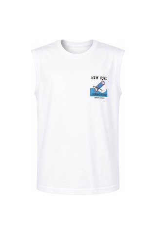 Trender 8045 New York Baskı Beyaz Erkek Çocuk Atlet 26yss2000044