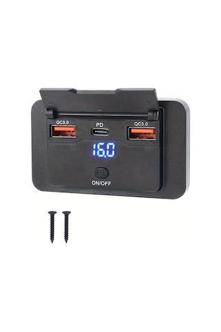 Stil A Duvara Montaj İçin Tasarlanmış, Usb C Ve Çift Qc 3.0 Araç Usb Bağlantı Noktaları İle Donatılmış, Düğme Anahtarı, Çok Bağlantılı Güç Soketi, Araçlarda, Otobüslerde, Karavanlarda Ve Kamyonlarda Dıy Aksesuarları İçin Uygun, Pil Olmadan