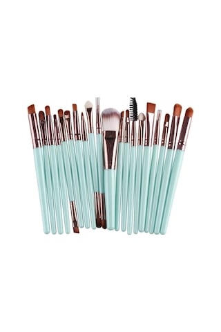 Cbtx Ahşap Saplı Makyaj Fırça Seti Kahverengi - Yeşil 20'li