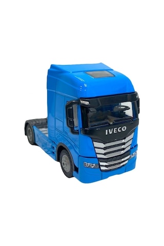 Işıklı Sesli Pilli Çek Bırak Metal Oyuncak Iveco Tır Mavi