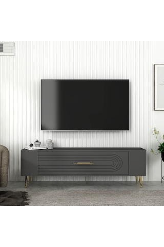 Retrol3ct Tv Sehpası Antrasit-altın